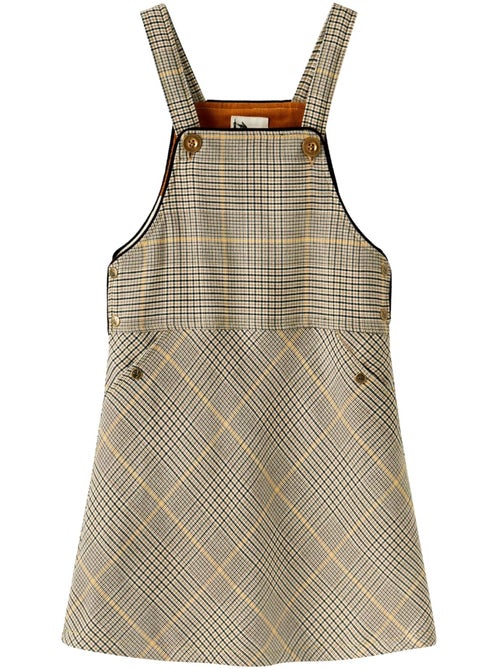 Vestido Peto de Invierno para Niña | Cuadros Tartan Marrón | LOLA - Kiabi