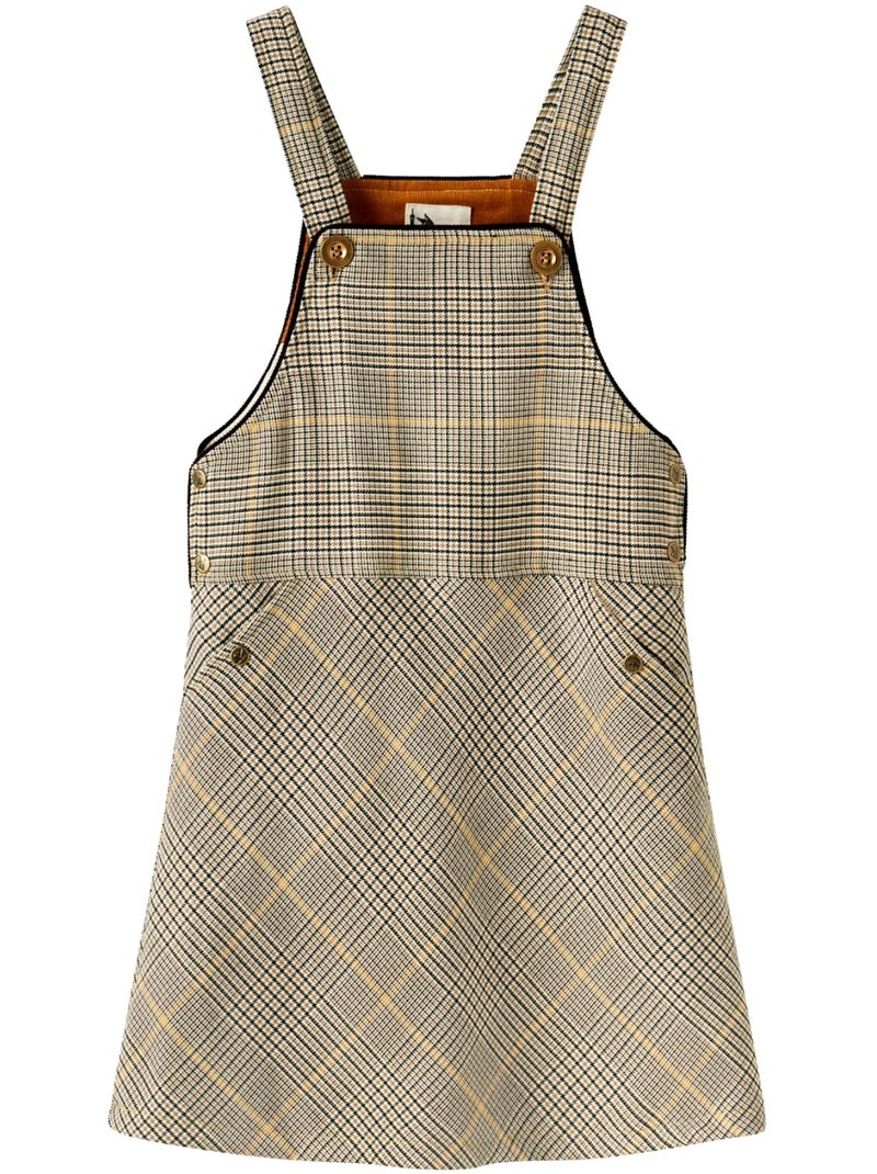 Vestido Peto de Invierno para Niña | Cuadros Tartan Marrón | LOLA Marrón claro - Kiabi