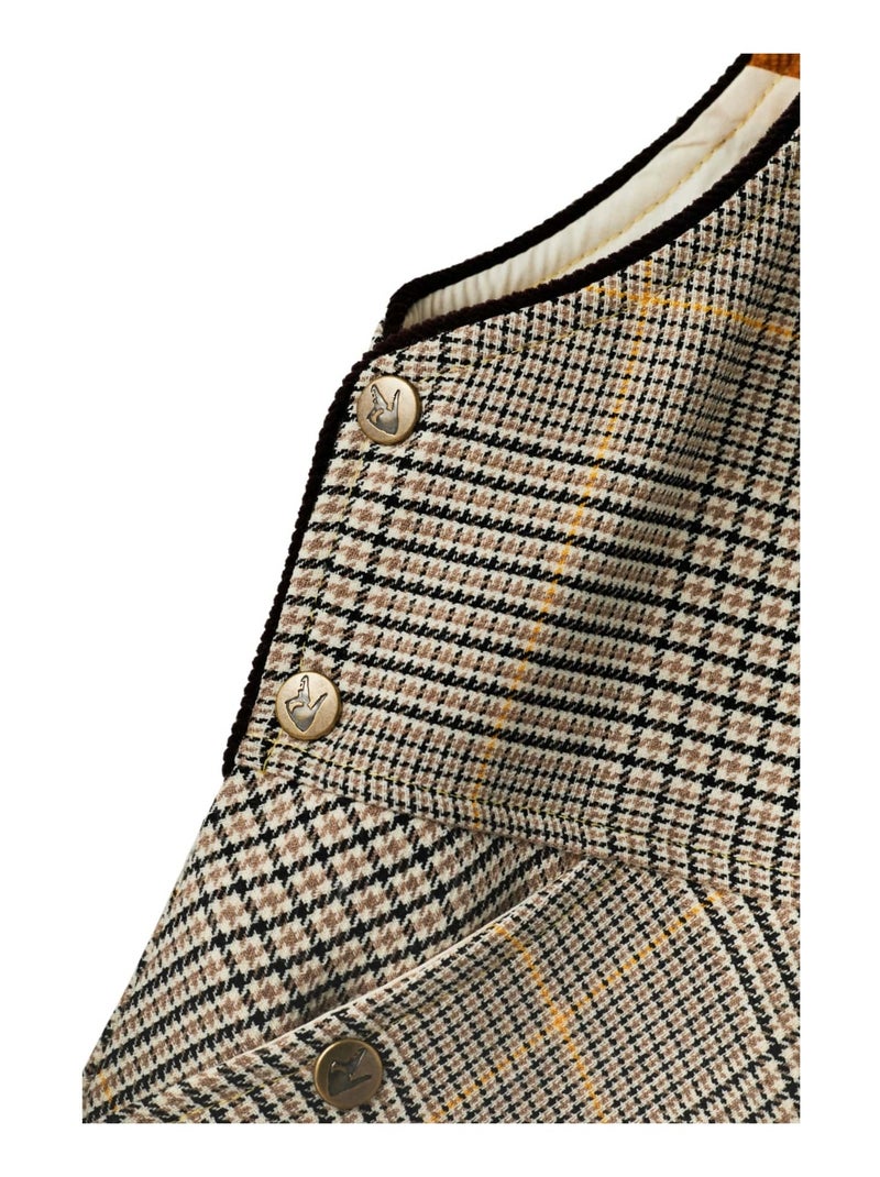 Vestido Peto de Invierno para Niña | Cuadros Tartan Marrón | LOLA Marrón claro - Kiabi