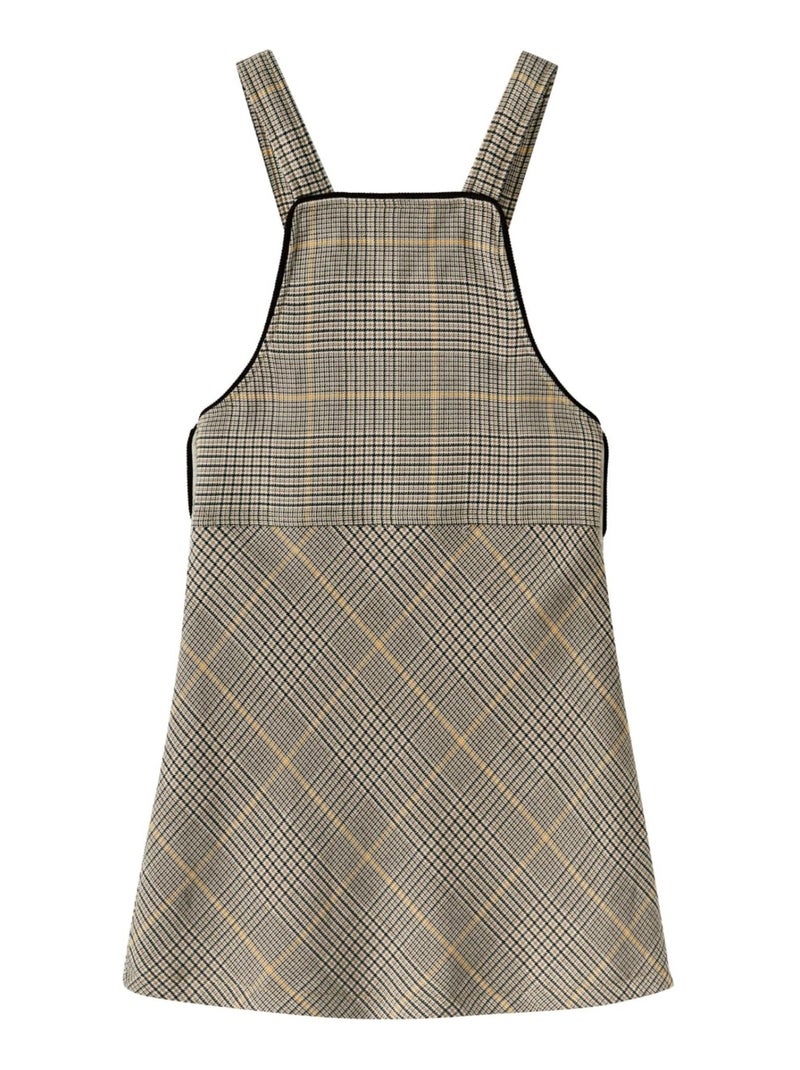 Vestido Peto de Invierno para Niña | Cuadros Tartan Marrón | LOLA Marrón claro - Kiabi