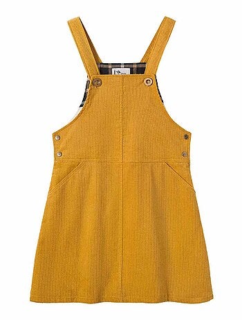 Vestido Peto de Invierno para Niña | Terciopelo Amarillo | LOLA