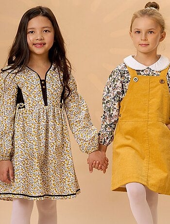 Vestido Peto de Invierno para Niña | Terciopelo Amarillo | LOLA