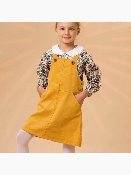 Vestido Peto de Invierno para Niña | Terciopelo Amarillo | LOLA - Kiabi