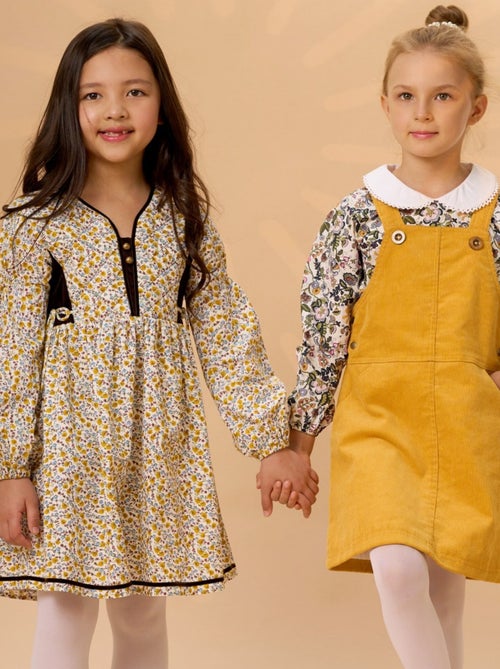 Vestido Peto de Invierno para Niña | Terciopelo Amarillo | LOLA - Kiabi