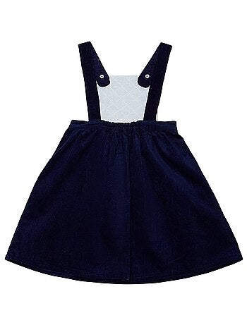 Vestido Peto de Invierno para Niña | Terciopelo Azul Marino | ECOLIÈRE