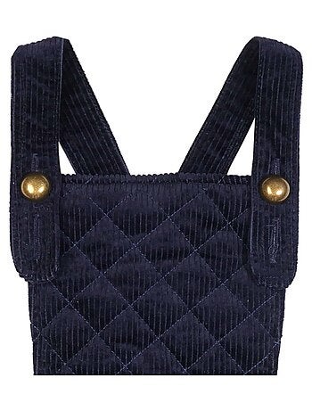 Vestido Peto de Invierno para Niña | Terciopelo Azul Marino | ECOLIÈRE