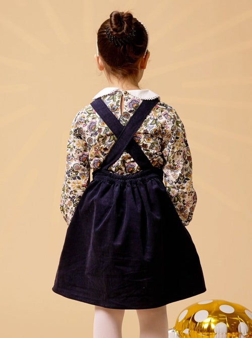 Vestido Peto de Invierno para Niña | Terciopelo Azul Marino | ECOLIÈRE - Kiabi