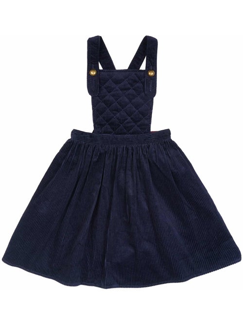 Vestido Peto de Invierno para Niña | Terciopelo Azul Marino | ECOLIÈRE - Kiabi