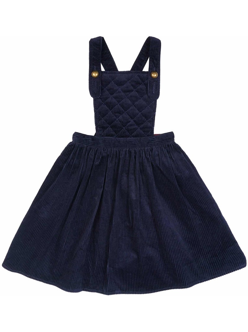 Vestido Peto de Invierno para Niña | Terciopelo Azul Marino | ECOLIÈRE Azul marino - Kiabi