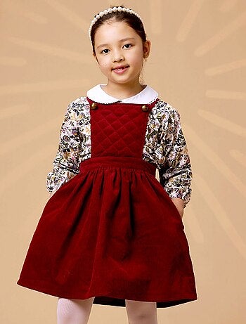 Vestido Pichi de Invierno para Niña | Terciopelo Rosa Pastel | ÉCOLIÈRE