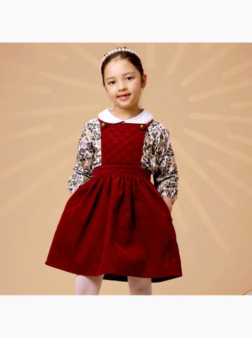 Vestido Peto de Invierno para Niña | Terciopelo Burdeos | ECOLIÈRE - Kiabi