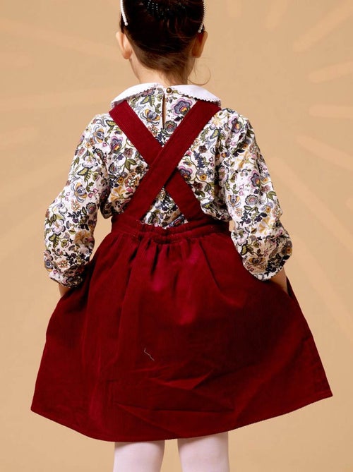 Vestido Peto de Invierno para Niña | Terciopelo Burdeos | ECOLIÈRE - Kiabi