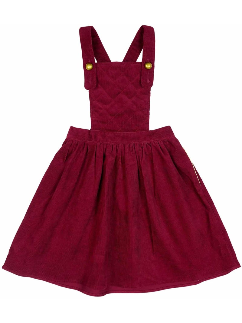 Vestido Peto de Invierno para Niña | Terciopelo Burdeos | ECOLIÈRE Burdeos - Kiabi