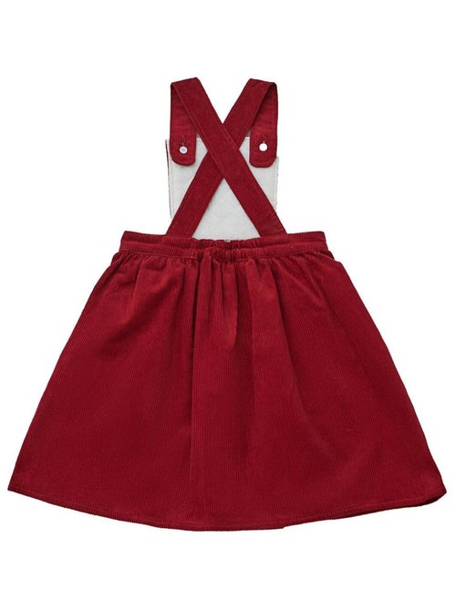 Vestido Peto de Invierno para Niña | Terciopelo Burdeos | ECOLIÈRE - Kiabi