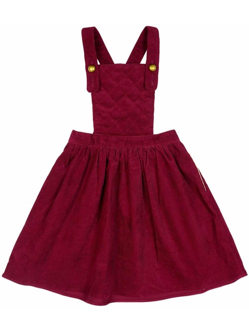 Vestido Peto de Invierno para Niña | Terciopelo Burdeos | ECOLIÈRE - Kiabi