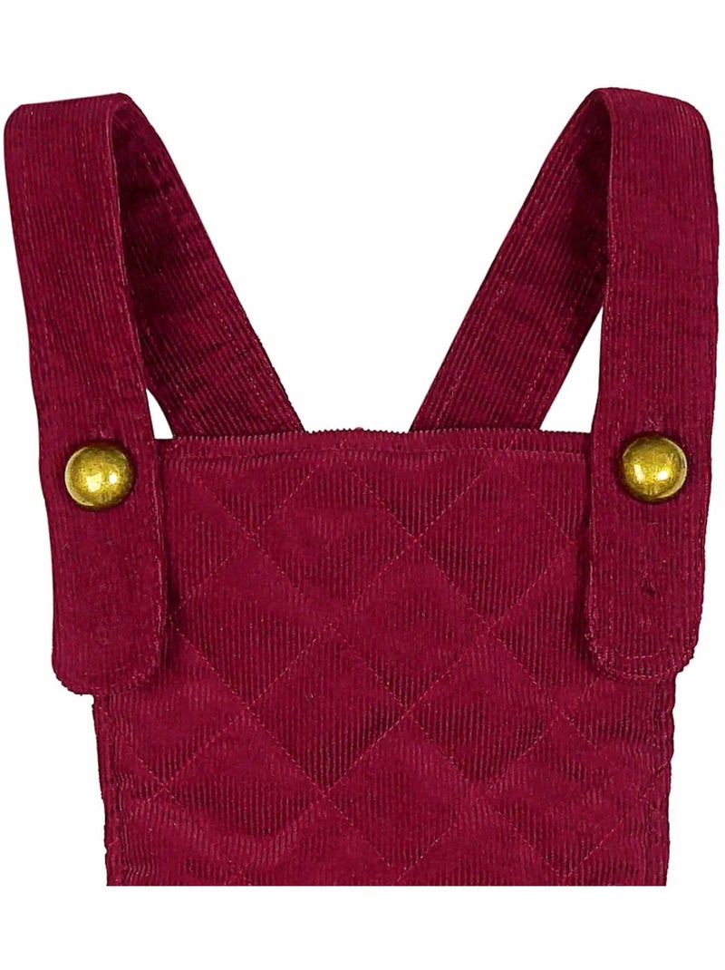 Vestido Peto de Invierno para Niña | Terciopelo Burdeos | ECOLIÈRE Burdeos - Kiabi