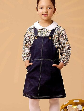 Vestido Peto para Niña | Denim Azul Oscuro | LOLA