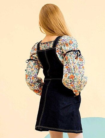 Vestido Peto para Niña | Denim Azul Oscuro | LOLA