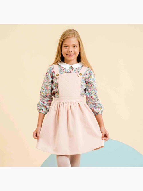 Vestido Pichi de Invierno para Niña | Terciopelo Rosa Pastel | ÉCOLIÈRE - Kiabi