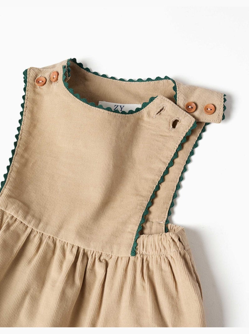 Vestido pichi de pana con bolsillos Beige claro - Kiabi