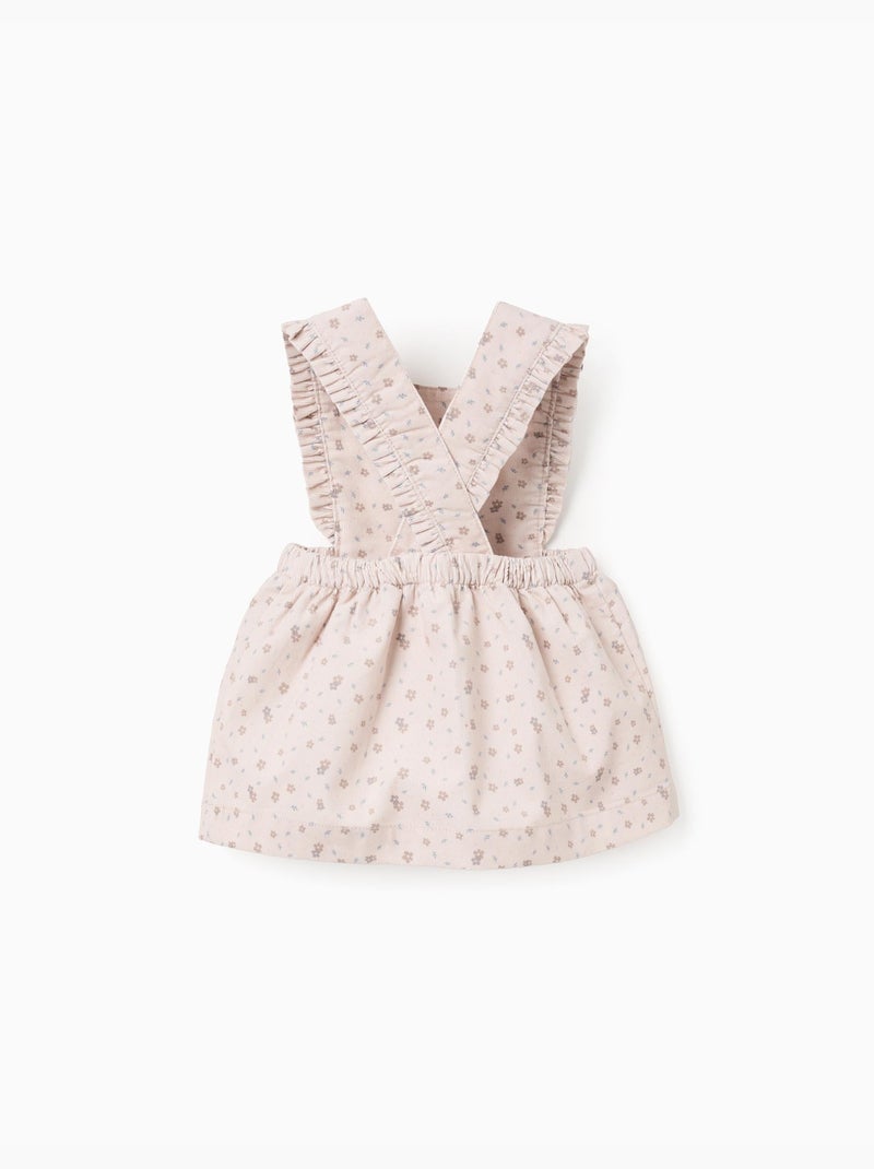 Vestido pichi de pana con motivo floral Gris claro - Kiabi