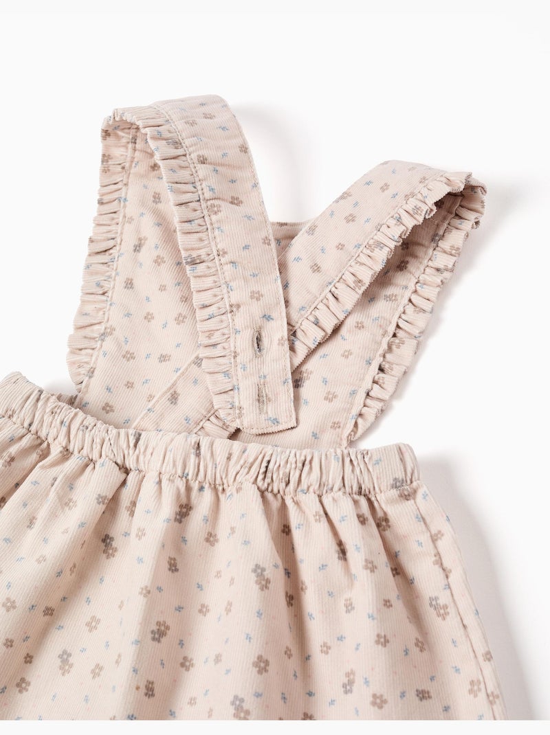 Vestido pichi de pana con motivo floral Gris claro - Kiabi