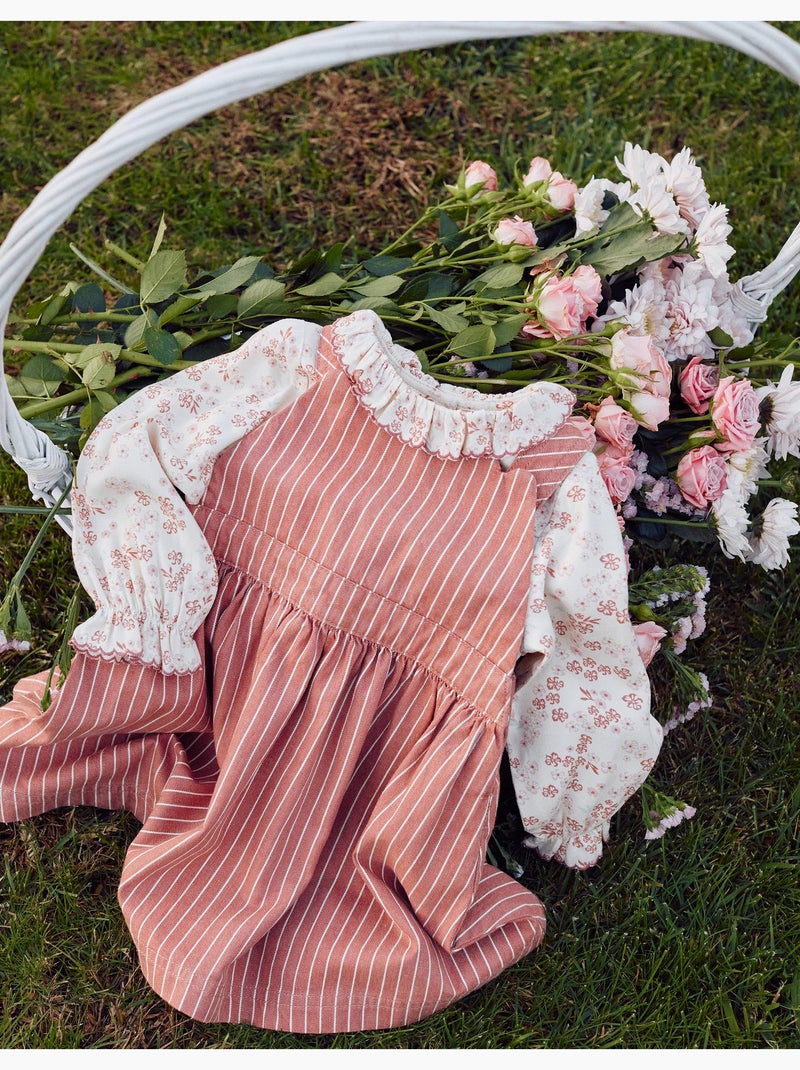 Vestido pichi de sarga a rayas Rosa - Kiabi