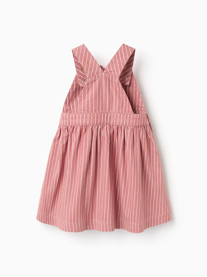 Vestido pichi de sarga a rayas Rosa - Kiabi