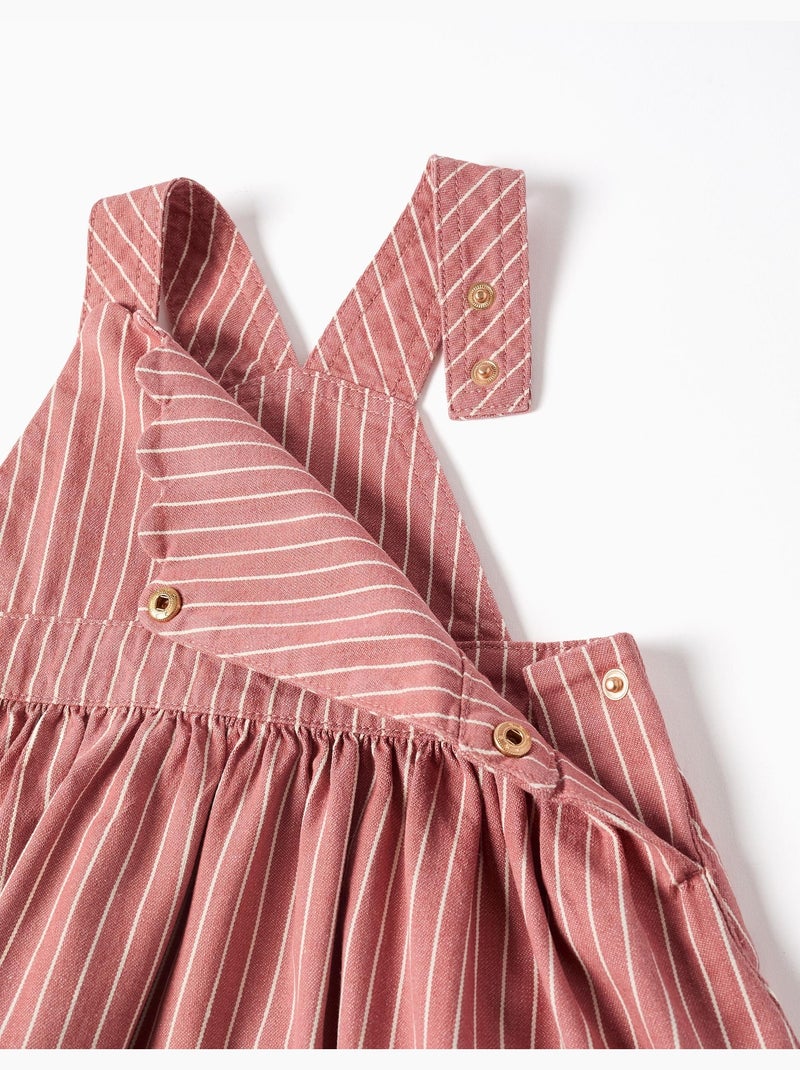 Vestido pichi de sarga a rayas Rosa - Kiabi
