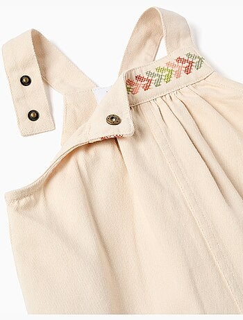 Vestido pichi de sarga con bordados