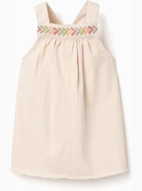Vestido pichi de sarga con bordados - Kiabi