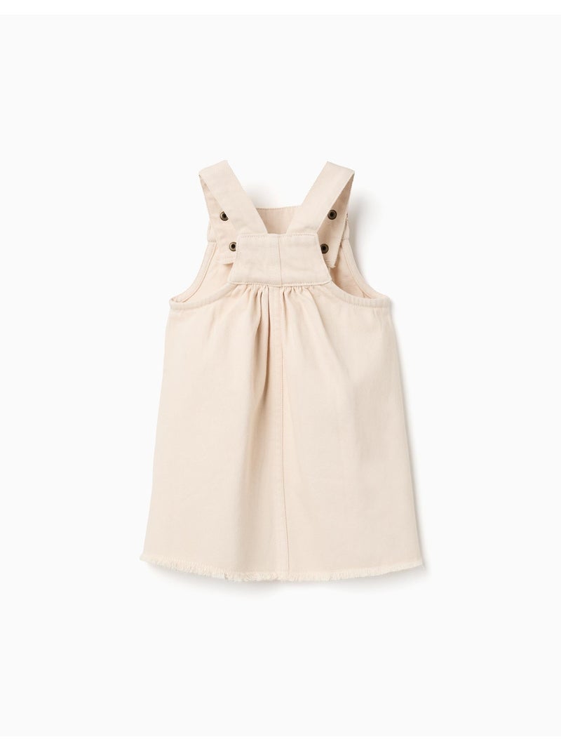 Vestido pichi de sarga con bordados Beige - Kiabi