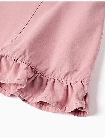 Vestido pichi de sarga con dobladillo con volantes