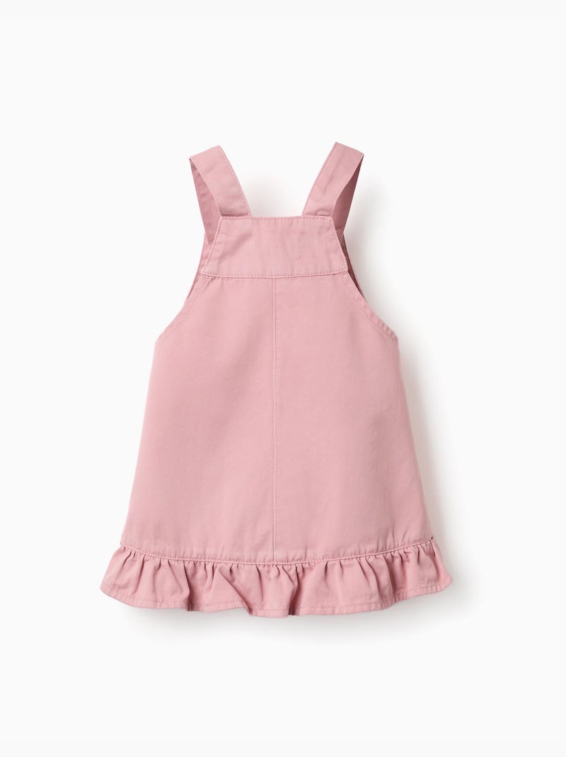 Vestido pichi de sarga con dobladillo con volantes Rosa claro - Kiabi
