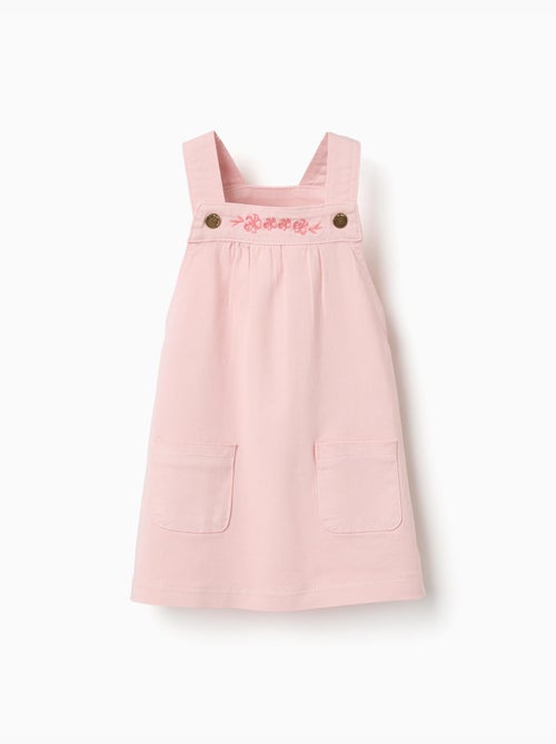 Vestido pichi de sarga con flores bordadas - Kiabi