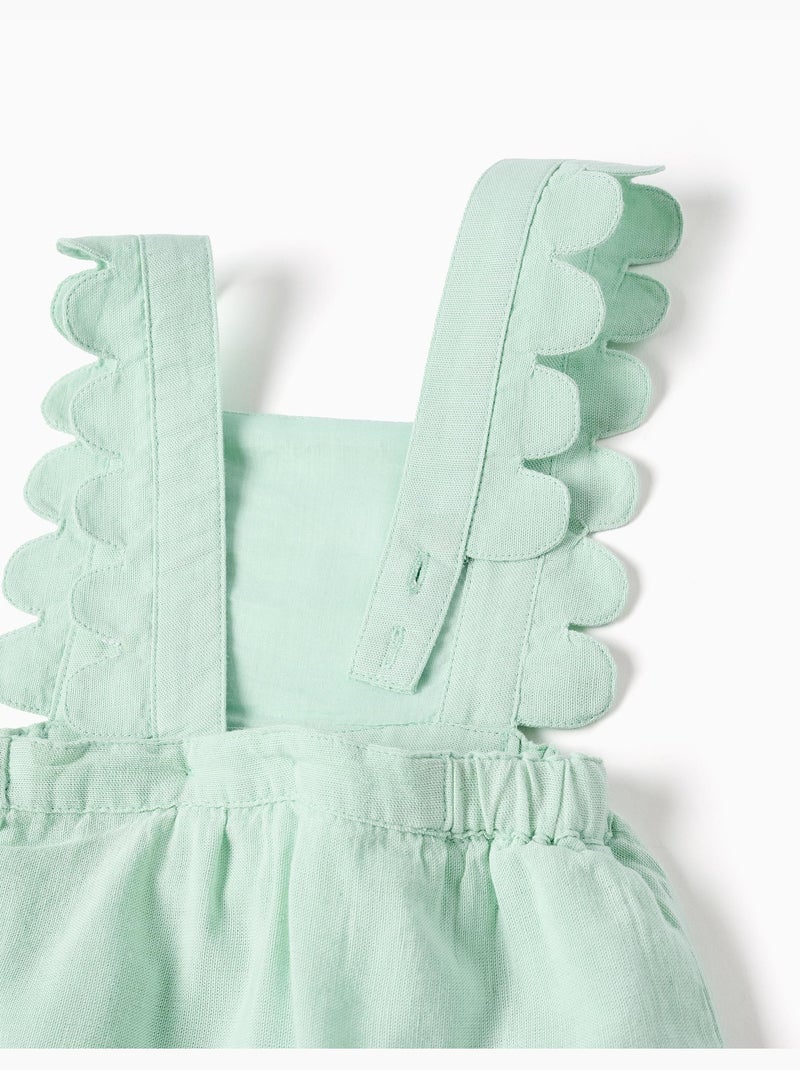 Vestido pichi fabricado en algodón y lino Verde claro - Kiabi