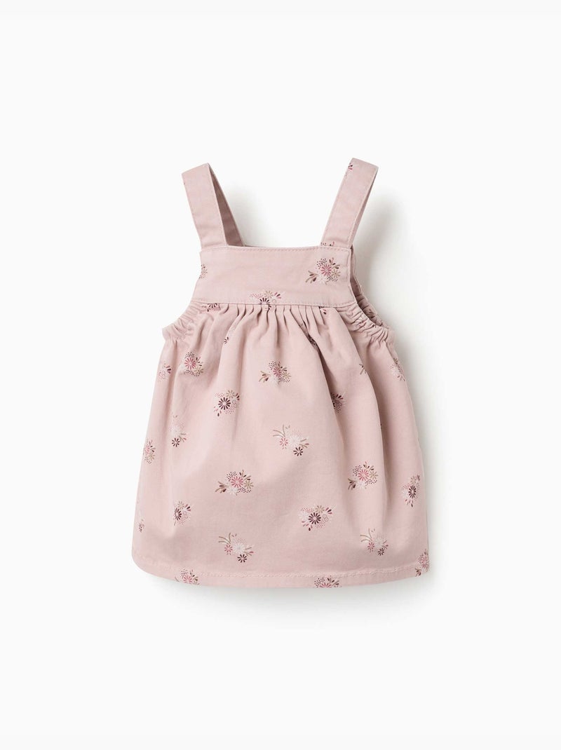 Vestido pichi sarga con estampado floral Rosa claro - Kiabi
