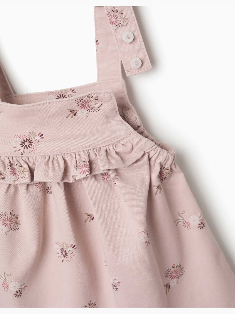 Vestido pichi sarga con estampado floral Rosa claro - Kiabi