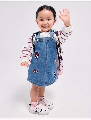 Vestido pichi vaquero con bordado de minnie