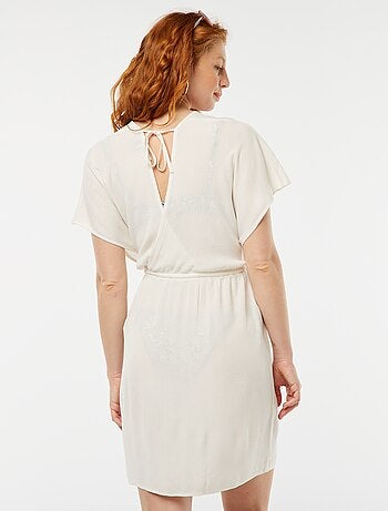 Vestido playero de punto de crepé con cuello cruzado