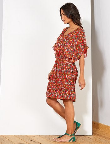 Vestido playero estampado de 'flores' - Kiabi