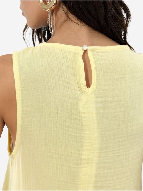 Vestido playero midi de algodón texturizado con abertura hiccup - Kiabi Vestido playero midi de algodón texturizado con abertura hiccup - Kiabi