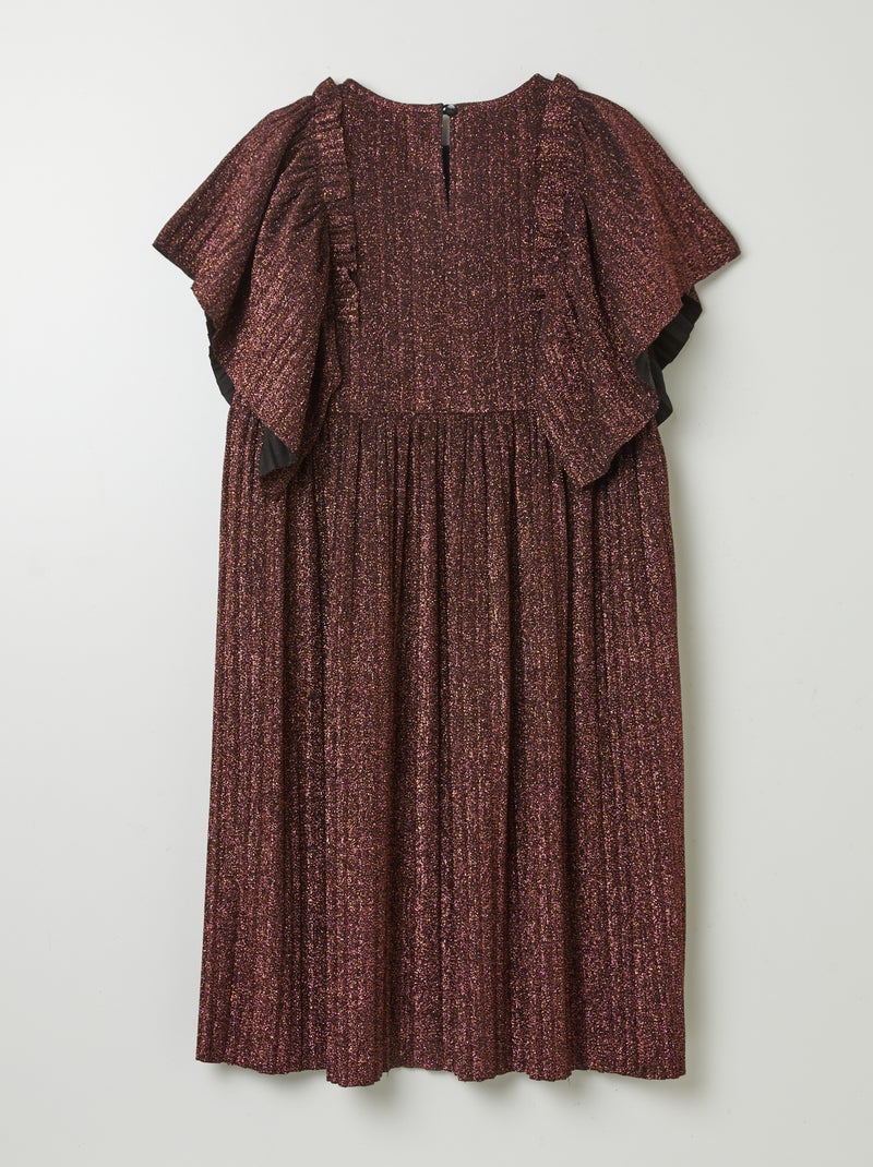Vestido plisado brillante NEGRO - Kiabi