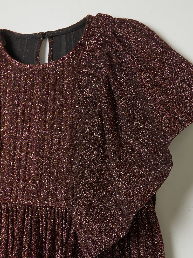 Vestido plisado brillante NEGRO - Kiabi