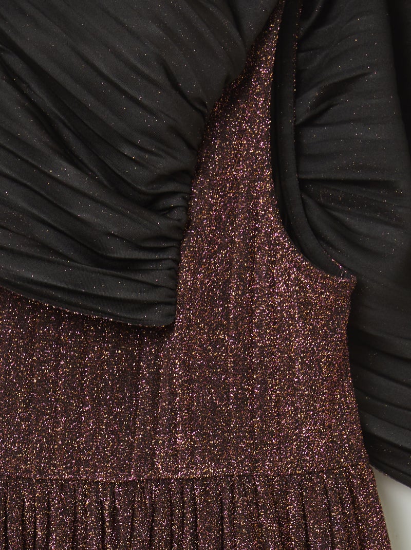 Vestido plisado brillante NEGRO - Kiabi