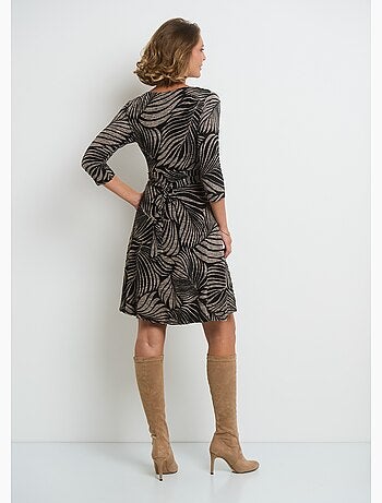 Vestido plisado de punto con estampado animal - AFIBEL