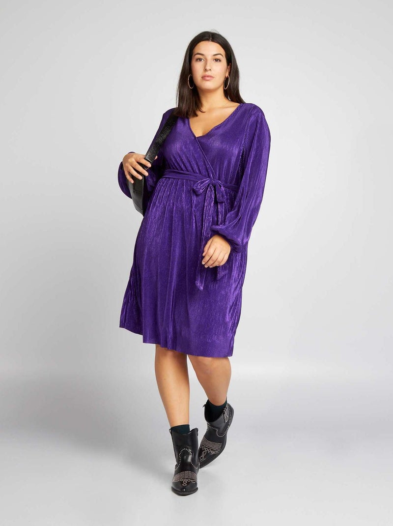 Vestido plisado irisado PURPURA - Kiabi