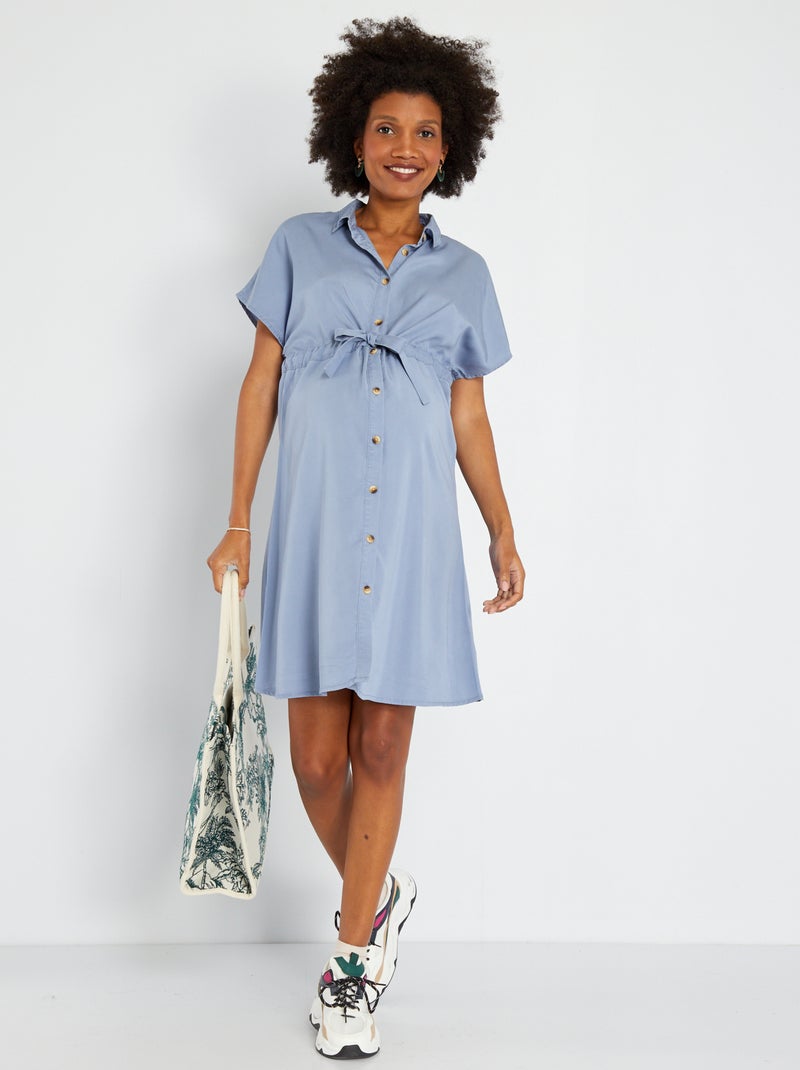 Vestido premamá camisero azul stone - Kiabi