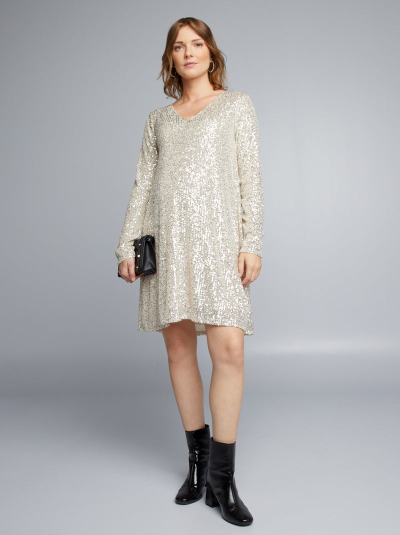 Vestido premamá con lentejuelas AMARILLO - Kiabi