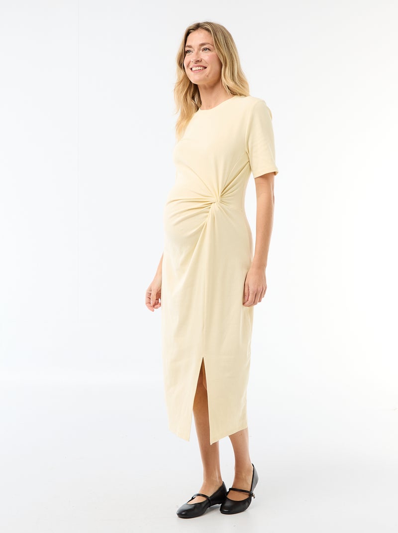 Vestido premamá con torsión frontal Amarillo - Kiabi